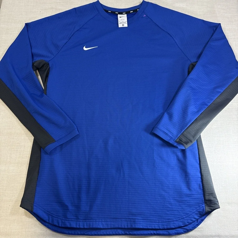 Nike Dri Fit Pregame Top Mens XL Blue Logo Warmup Pullover Training Sweatshirt
